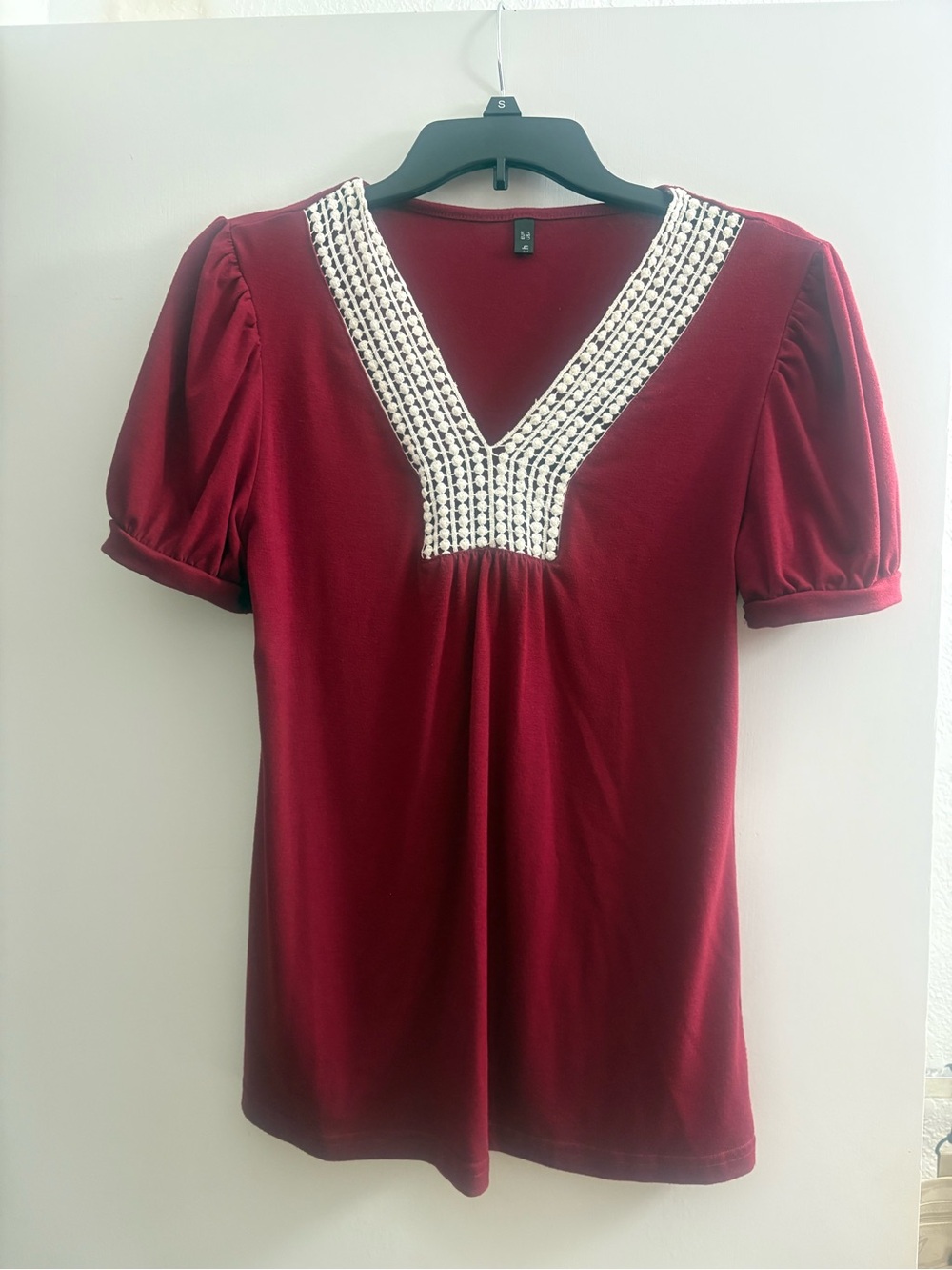 V-Neck Embellished Burgundy Tunic Top
